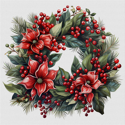 Christmas Wreath - 18CT Stamped Cross Stitch 30*30CM