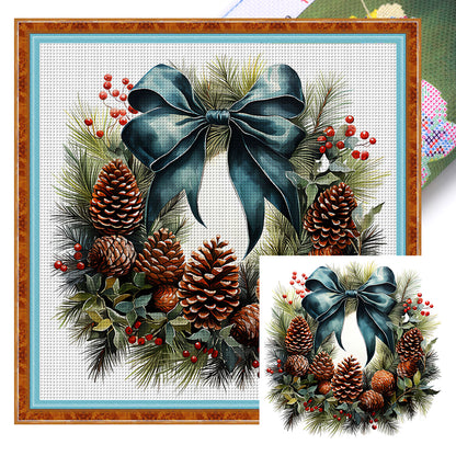 Christmas Wreath - 18CT Stamped Cross Stitch 30*30CM