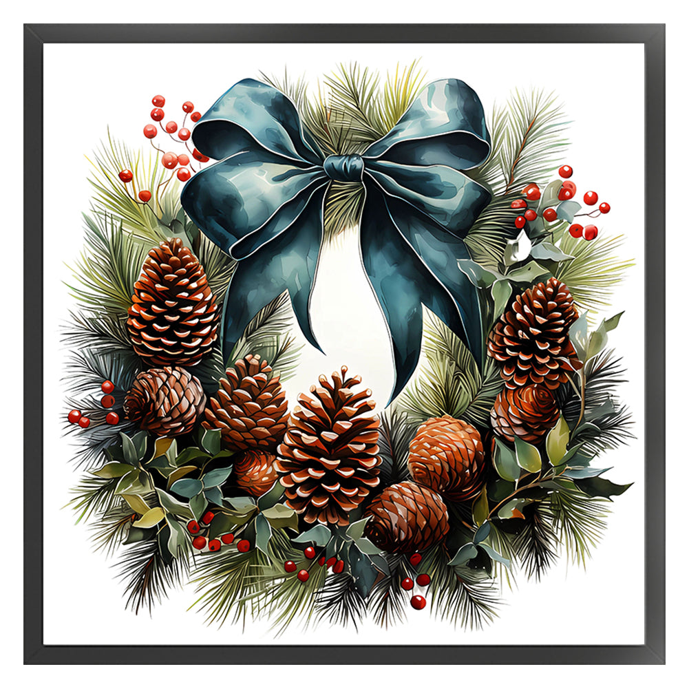 Christmas Wreath - 18CT Stamped Cross Stitch 30*30CM