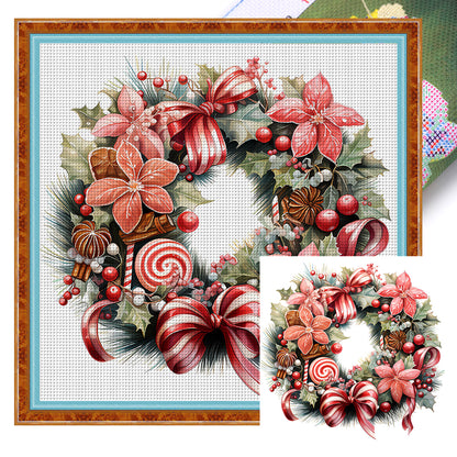 Christmas Wreath - 18CT Stamped Cross Stitch 30*30CM