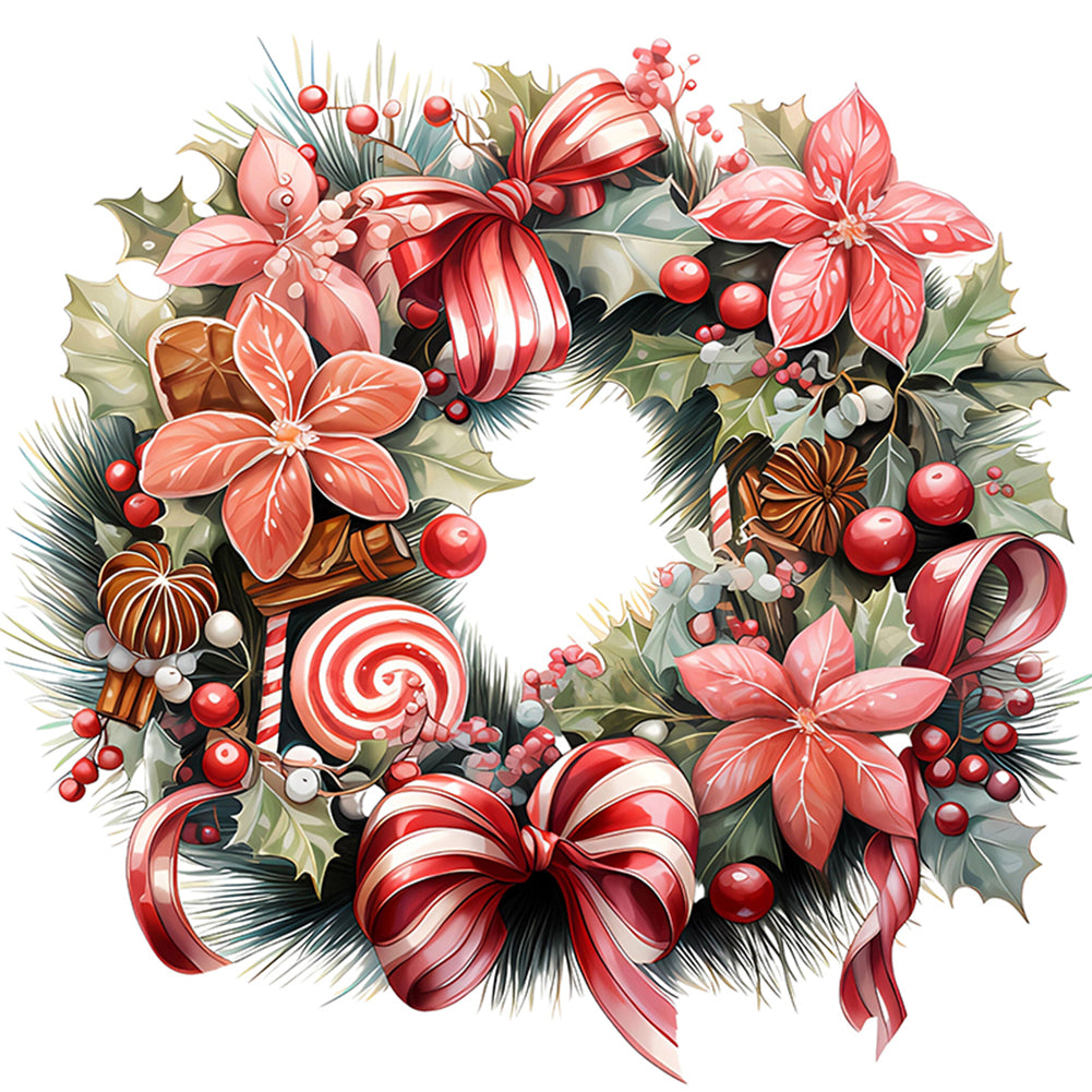 Christmas Wreath - 18CT Stamped Cross Stitch 30*30CM