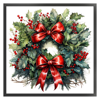 Christmas Wreath - 18CT Stamped Cross Stitch 30*30CM