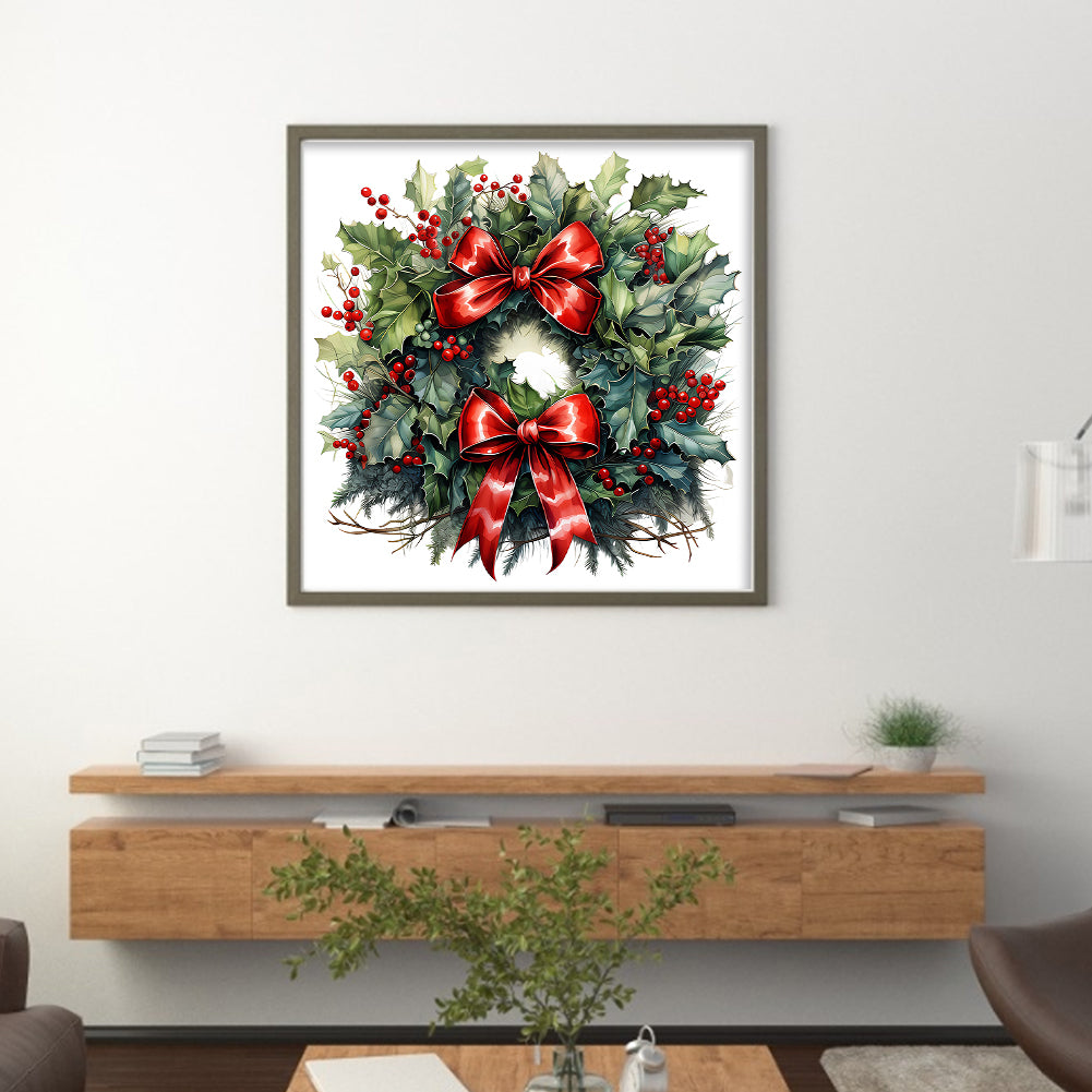 Christmas Wreath - 18CT Stamped Cross Stitch 30*30CM