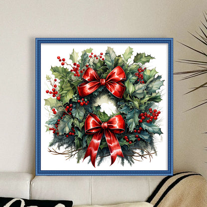 Christmas Wreath - 18CT Stamped Cross Stitch 30*30CM