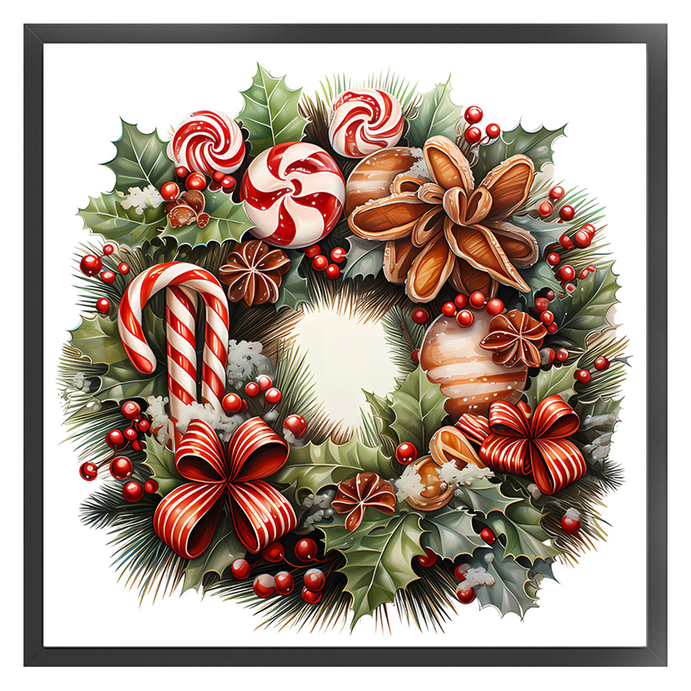 Christmas Wreath - 18CT Stamped Cross Stitch 30*30CM