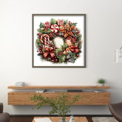 Christmas Wreath - 18CT Stamped Cross Stitch 30*30CM