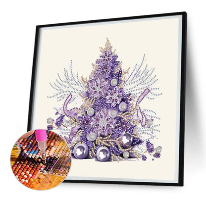 Purple Christmas Tree - Special Shaped Drill Diamond Painting 30*30CM