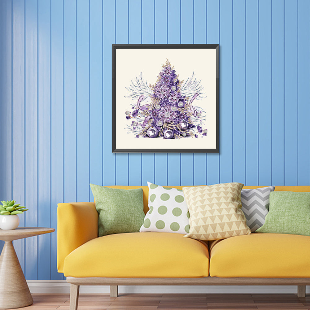 Purple Christmas Tree - Special Shaped Drill Diamond Painting 30*30CM