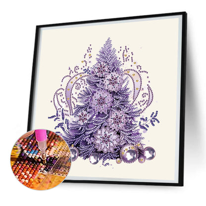 Purple Christmas Tree - Special Shaped Drill Diamond Painting 30*30CM