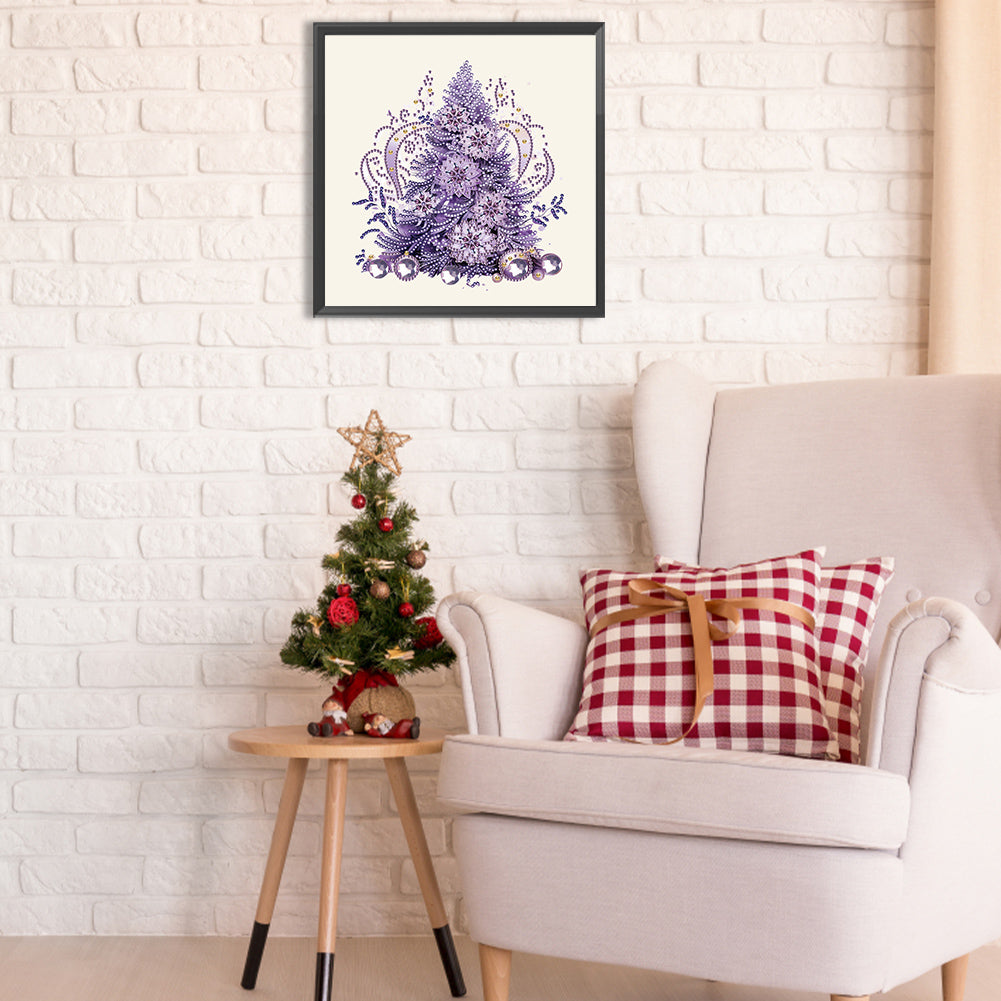 Purple Christmas Tree - Special Shaped Drill Diamond Painting 30*30CM