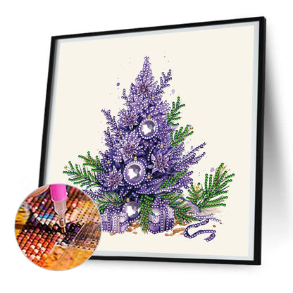 Purple Christmas Tree - Special Shaped Drill Diamond Painting 30*30CM