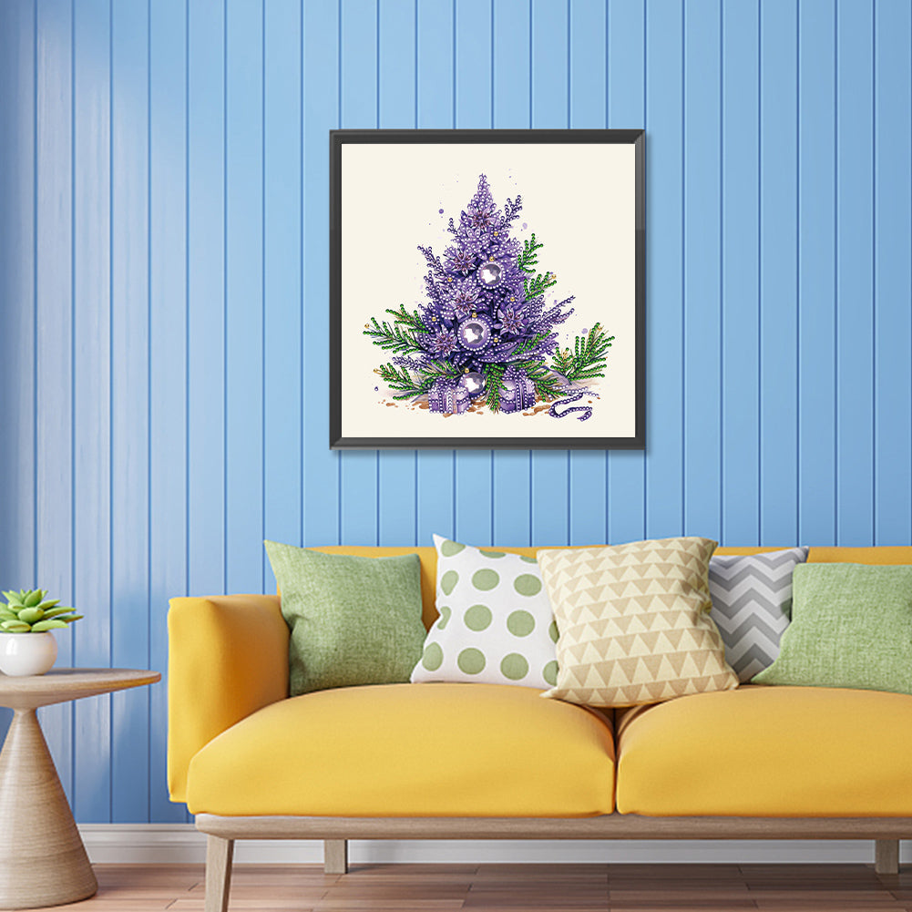 Purple Christmas Tree - Special Shaped Drill Diamond Painting 30*30CM