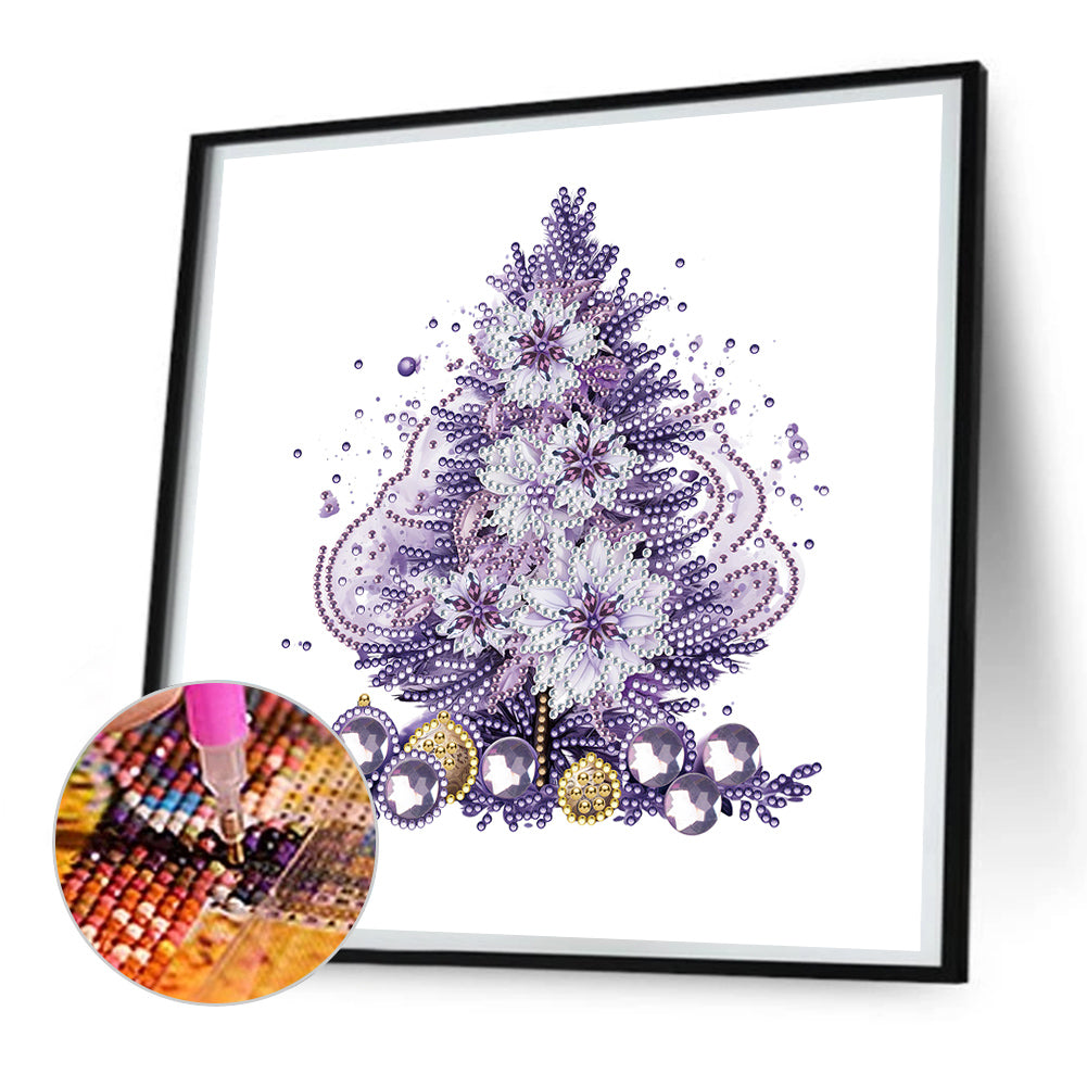 Purple Christmas Tree - Special Shaped Drill Diamond Painting 30*30CM