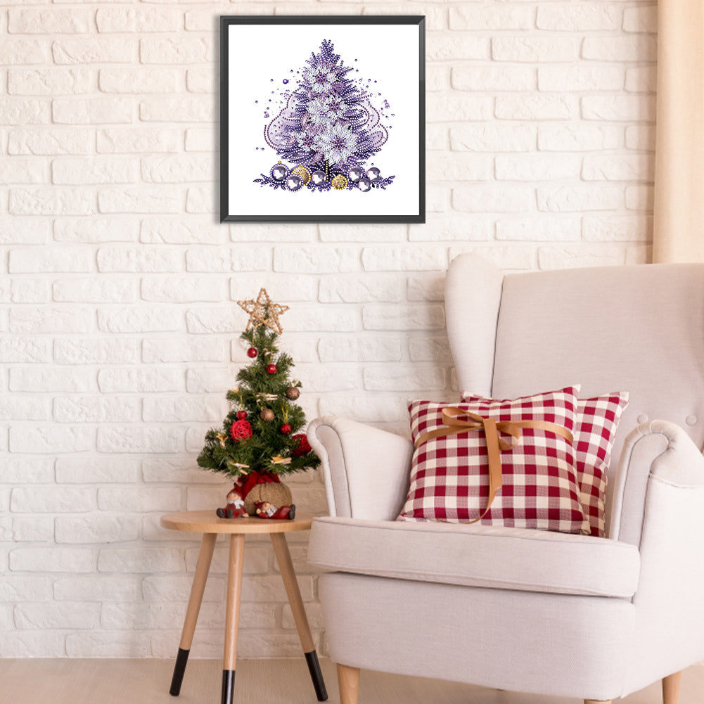 Purple Christmas Tree - Special Shaped Drill Diamond Painting 30*30CM