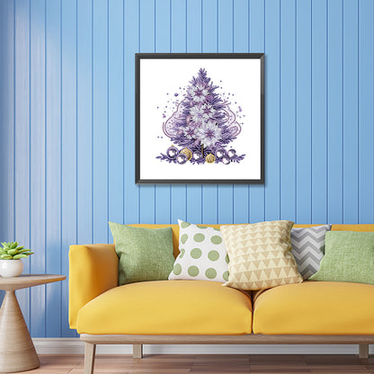 Purple Christmas Tree - Special Shaped Drill Diamond Painting 30*30CM