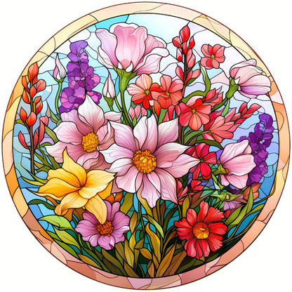 Glass Painting-Bouquet - 11CT Stamped Cross Stitch 40*40CM