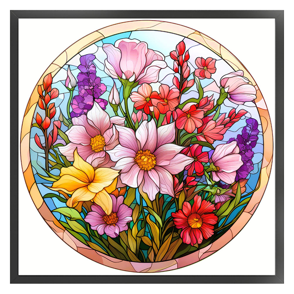 Glass Painting-Bouquet - 11CT Stamped Cross Stitch 40*40CM