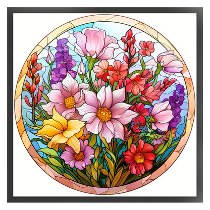 Glass Painting-Bouquet - 11CT Stamped Cross Stitch 40*40CM