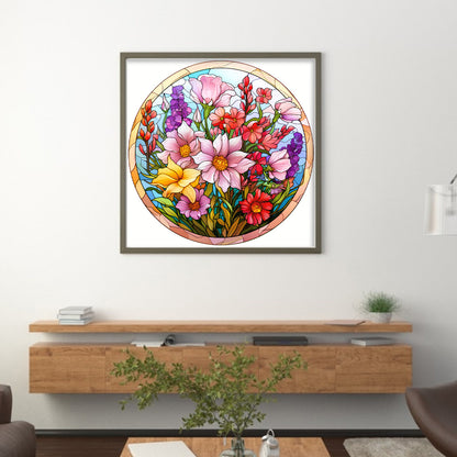 Glass Painting-Bouquet - 11CT Stamped Cross Stitch 40*40CM