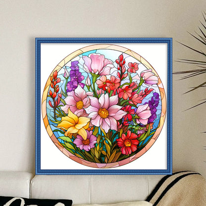 Glass Painting-Bouquet - 11CT Stamped Cross Stitch 40*40CM