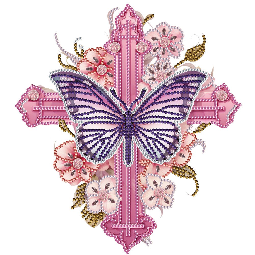 Butterfly Cross - Special Shaped Drill Diamond Painting 30*30CM