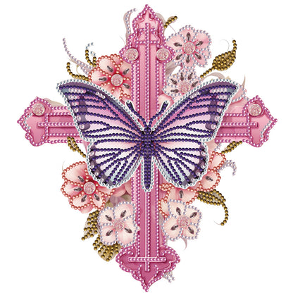 Butterfly Cross - Special Shaped Drill Diamond Painting 30*30CM