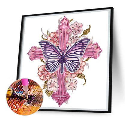 Butterfly Cross - Special Shaped Drill Diamond Painting 30*30CM