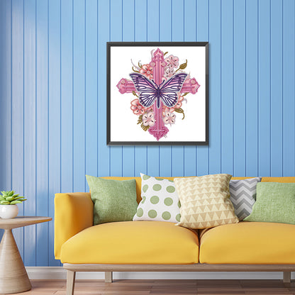 Butterfly Cross - Special Shaped Drill Diamond Painting 30*30CM