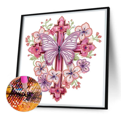 Butterfly Cross - Special Shaped Drill Diamond Painting 30*30CM