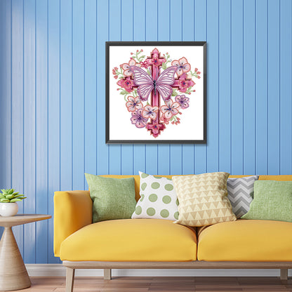 Butterfly Cross - Special Shaped Drill Diamond Painting 30*30CM