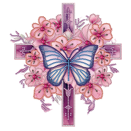 Butterfly Cross - Special Shaped Drill Diamond Painting 30*30CM