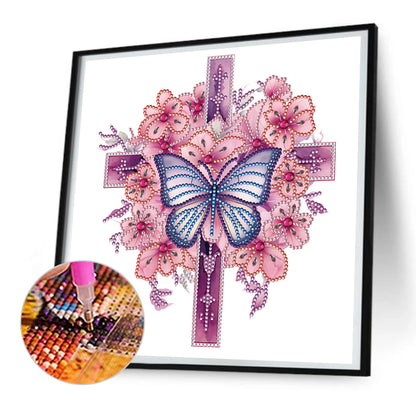 Butterfly Cross - Special Shaped Drill Diamond Painting 30*30CM