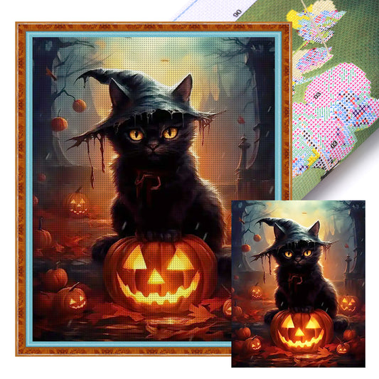 Pumpkin Cat - 11CT Stamped Cross Stitch 40*50CM