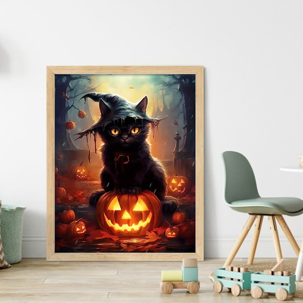 Pumpkin Cat - 11CT Stamped Cross Stitch 40*50CM