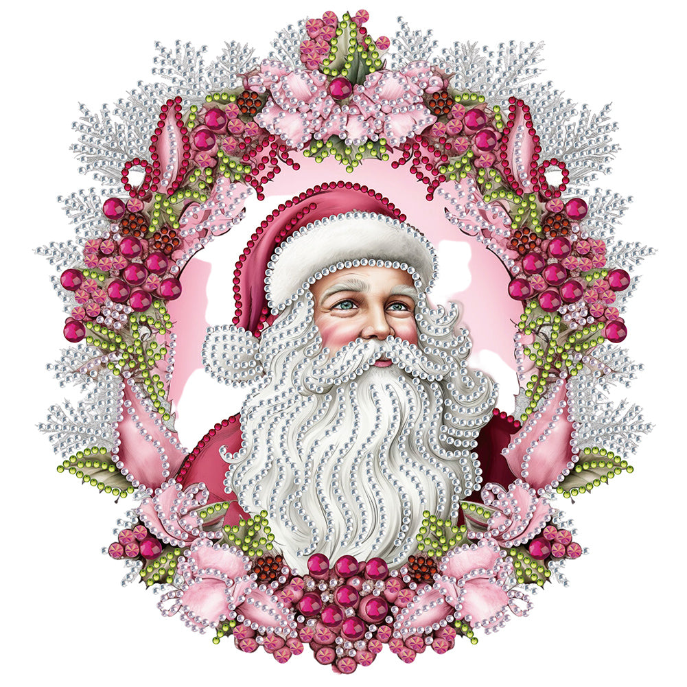 Pink Santa Claus - Special Shaped Drill Diamond Painting 30*30CM