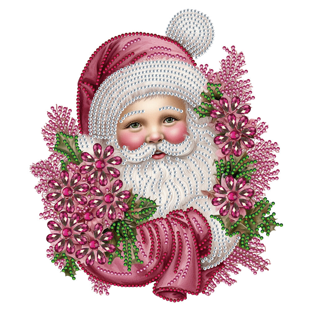 Pink Santa Claus - Special Shaped Drill Diamond Painting 30*30CM