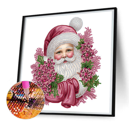 Pink Santa Claus - Special Shaped Drill Diamond Painting 30*30CM