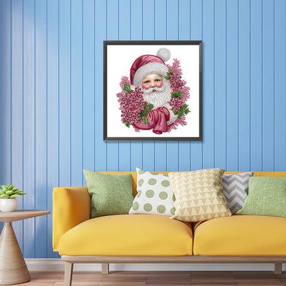 Pink Santa Claus - Special Shaped Drill Diamond Painting 30*30CM