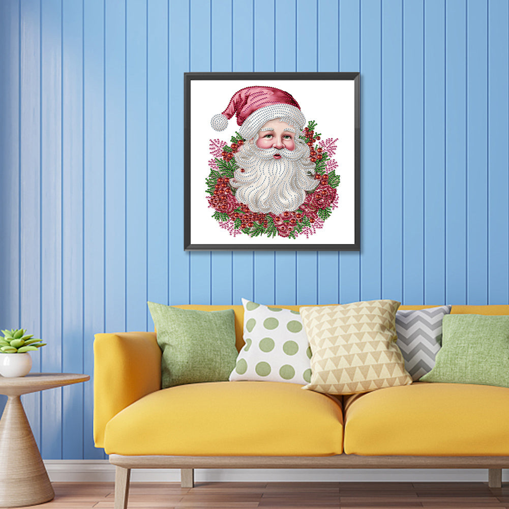 Pink Santa Claus - Special Shaped Drill Diamond Painting 30*30CM