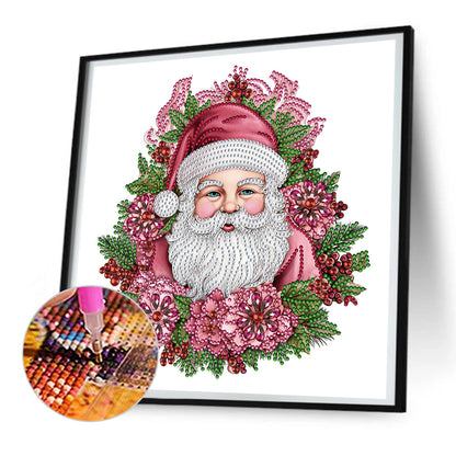 Pink Santa Claus - Special Shaped Drill Diamond Painting 30*30CM