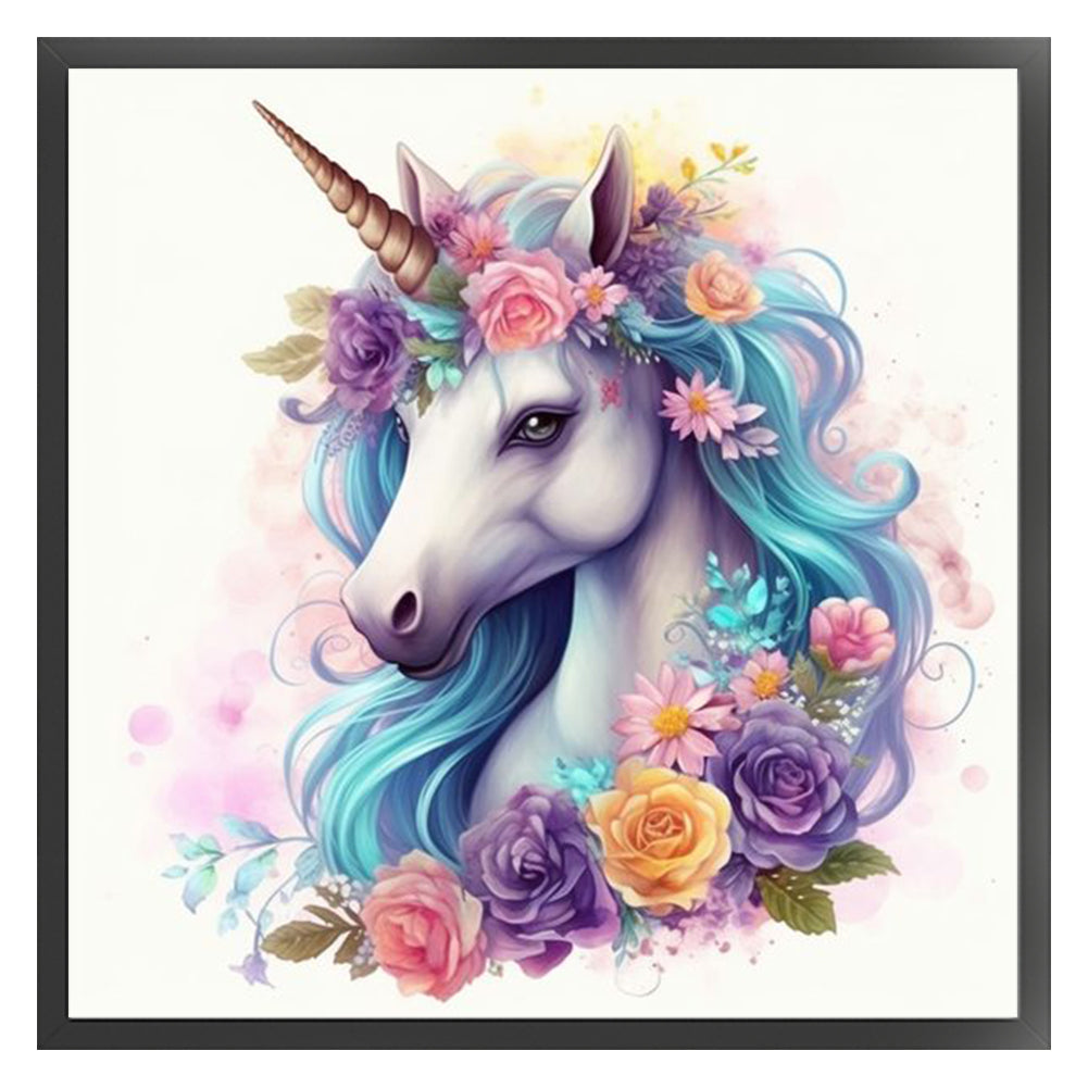 Flowers Unicorn - 14CT Stamped Cross Stitch 50*50CM