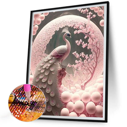 Sakura Tree Peacock - Full Round Drill Diamond Painting 30*40CM