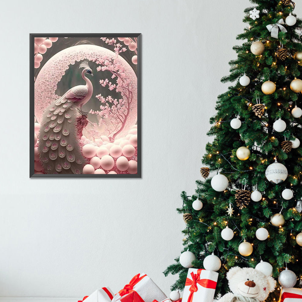 Sakura Tree Peacock - Full Round Drill Diamond Painting 30*40CM