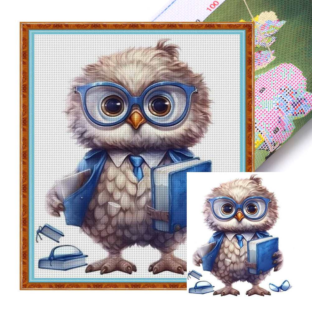 Reading Owl - 18CT Stamped Cross Stitch 25*30CM