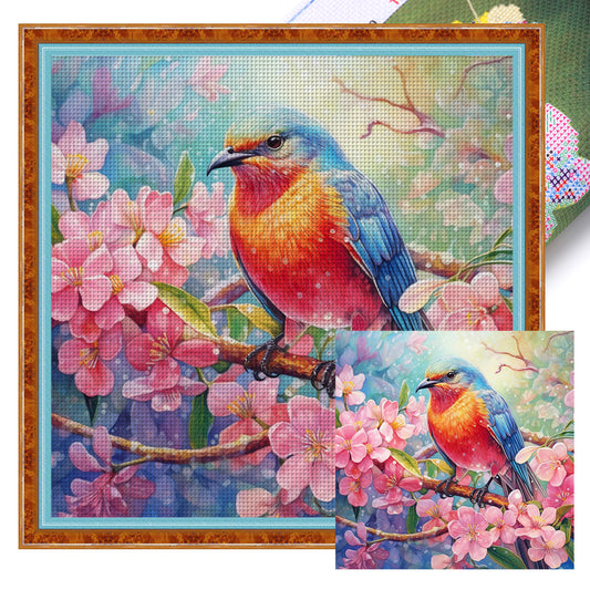 Flowers And Birds - 18CT Stamped Cross Stitch 40*40CM