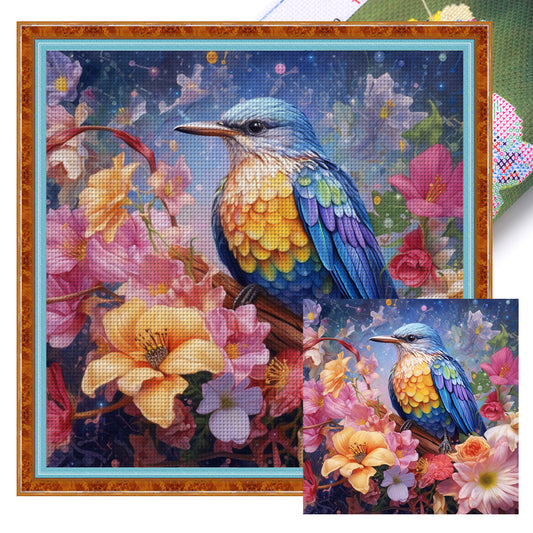 Flowers And Birds - 18CT Stamped Cross Stitch 40*40CM