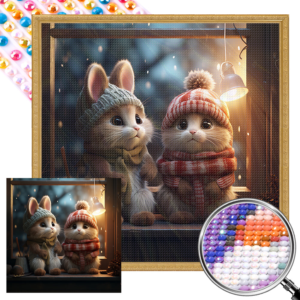 Winter Night Animals - Full AB Dril Round Diamond Painting 40*40CM