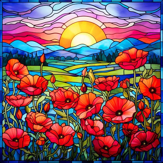 Sunshine Poppy Flower - Full Round Drill Diamond Painting 30*30CM