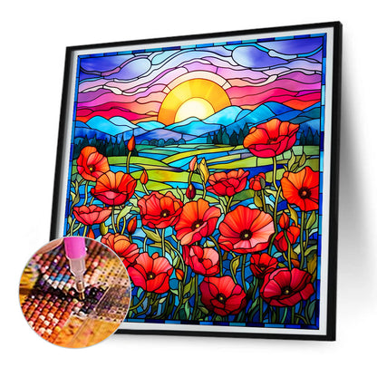 Sunshine Poppy Flower - Full Round Drill Diamond Painting 30*30CM