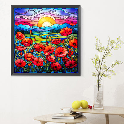 Sunshine Poppy Flower - Full Round Drill Diamond Painting 30*30CM